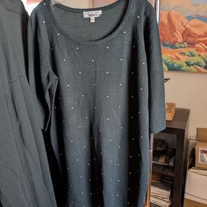 Derek Heart Black Midi Dress with White Accents